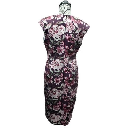 Connected Apparel Women's size 8 Burgundy Floral Sleeveless Dress - Picture 5 of 8